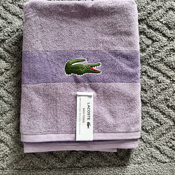 Lacoste Bath Lacoste Bath Towel Purple With Thin Stripe Poshmark
